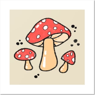 Red Mushrooms Posters and Art